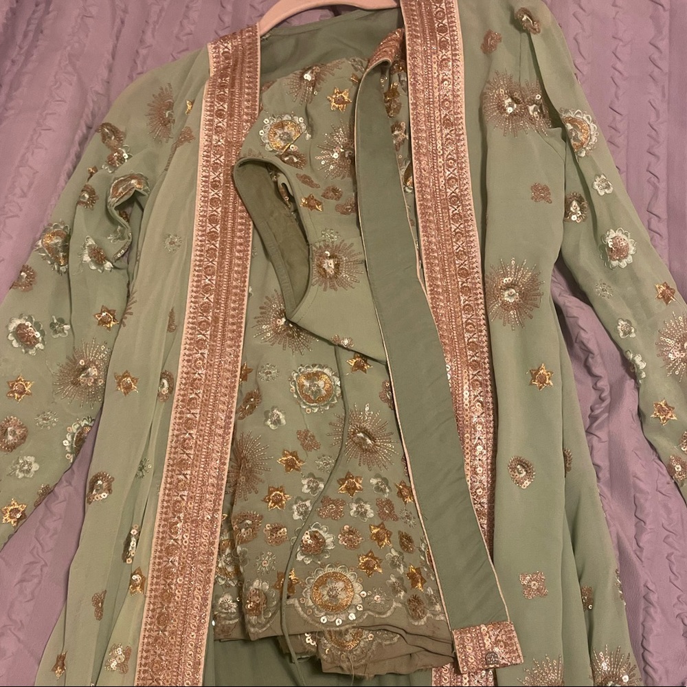 Green lehenga palazzo set
